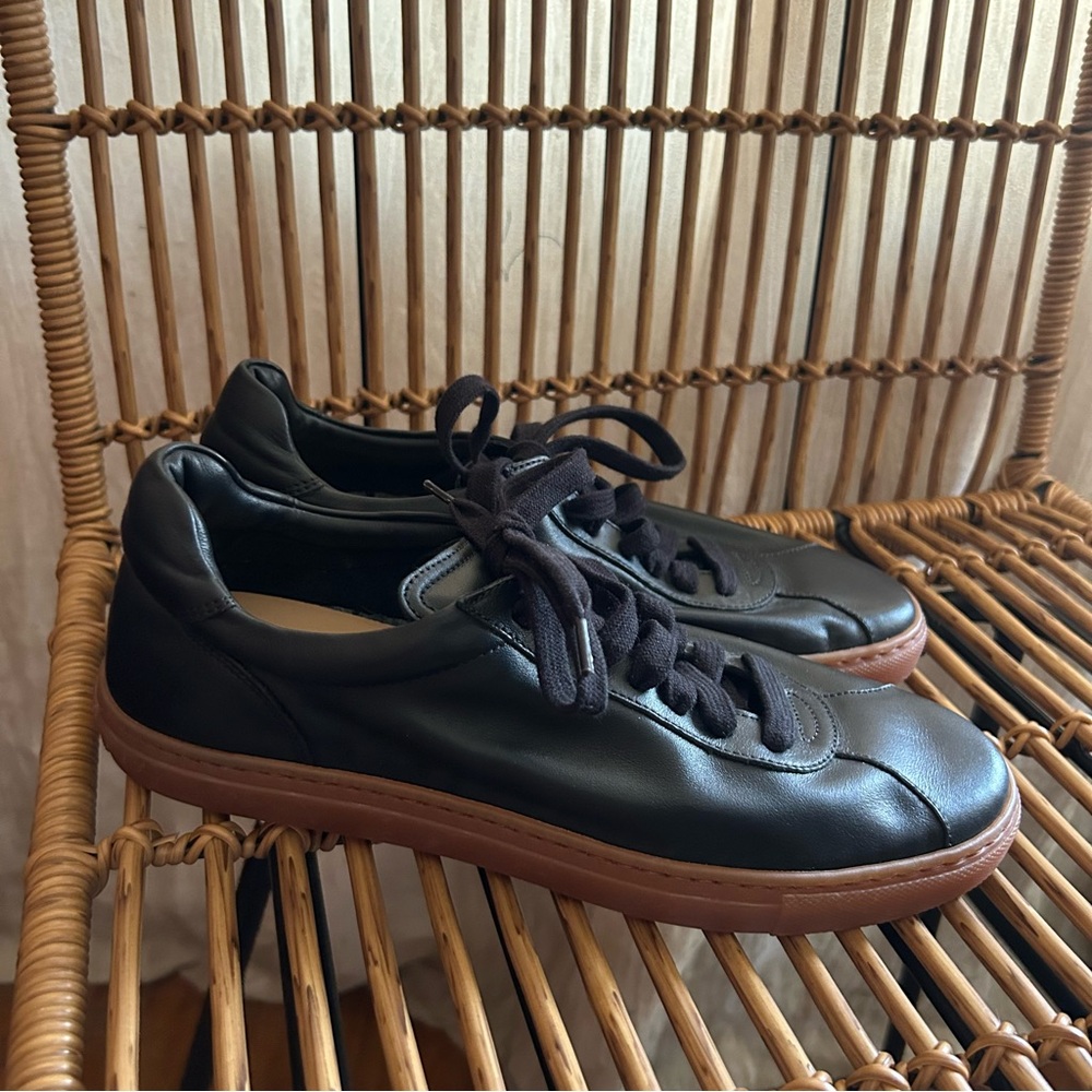 M. Gemi Sempre Leather Sneakers Black Casual Low Top Women's Italy 38.5 (US 8)‎